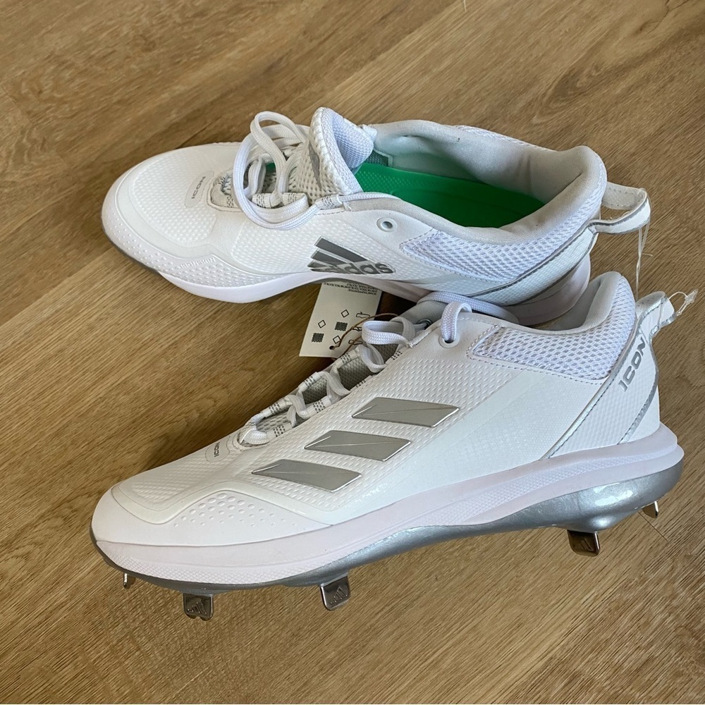 adidas Icon 7 Baseball Cleats white and silver